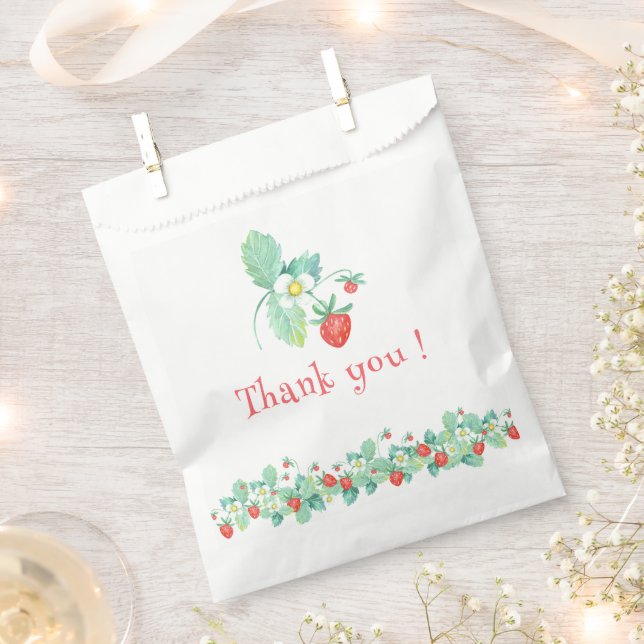 Bolsa De Papel Primer cumpleaños de fresa rosa Berry (Cortado)