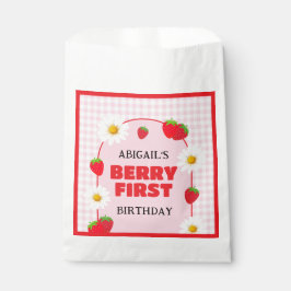 BOLSA DE PAPEL PRIMER CUMPLEAÑOS DE FRESAS 