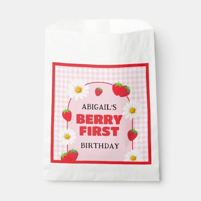 BOLSA DE PAPEL PRIMER CUMPLEAÑOS DE FRESAS  (Anverso)