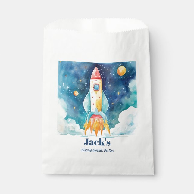 Bolsa De Papel Primer cumpleaños de los planetas del espacio ultr (Anverso)