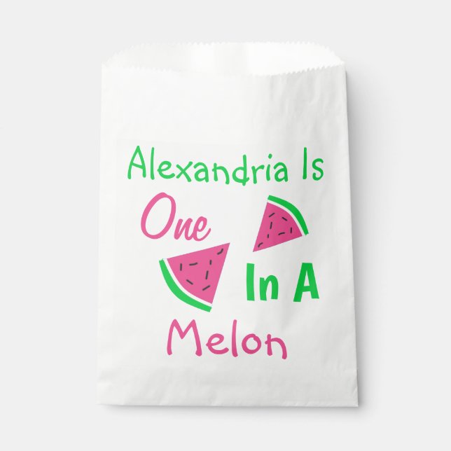 Bolsa De Papel Primer Cumpleaños De One In A Melon (Anverso)