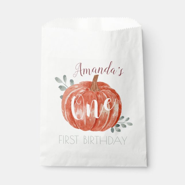 Bolsa De Papel Primer cumpleaños de una calabaza pequeña (Anverso)