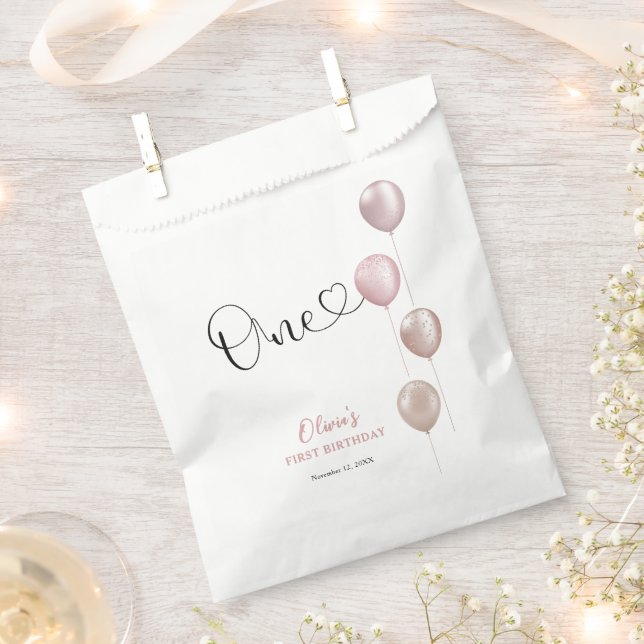Bolsa De Papel Primer cumpleaños del Chica de los globos Rubor (Cortado)