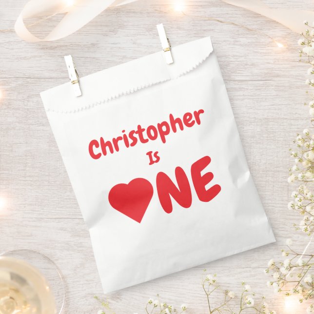 Bolsa De Papel Primer cumpleaños del corazón (Cortado)