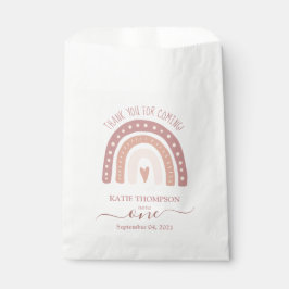 Bolsa De Papel Primer cumpleaños del moderno Pastel Rosa Rainbow 