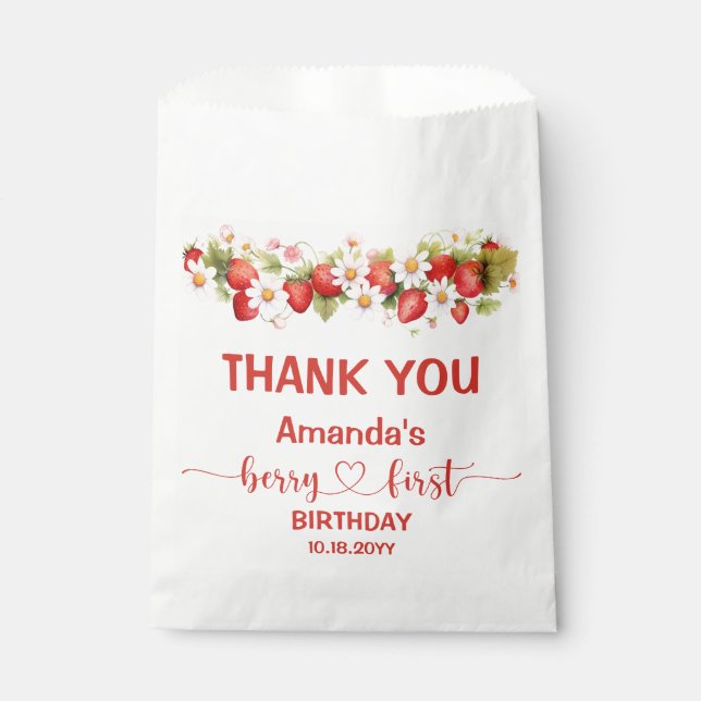 Bolsa De Papel Primer Cumpleaños Dulce de Frutas (Anverso)