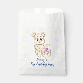 Bolsa De Papel Primer cumpleaños personalizado Teddy Bear Boy
