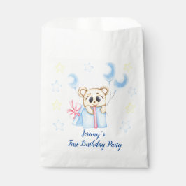 Bolsa De Papel Primer cumpleaños personalizado Teddy Bear Boy