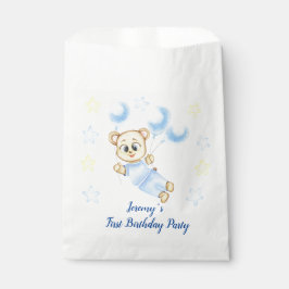 Bolsa De Papel Primer cumpleaños personalizado Teddy Bear Boy