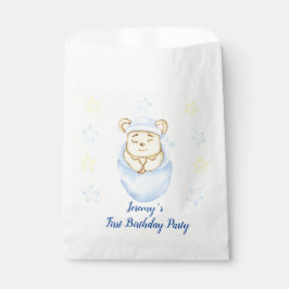 Bolsa De Papel Primer cumpleaños personalizado Teddy Bear Boy