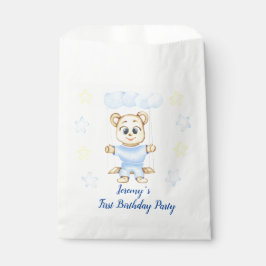 Bolsa De Papel Primer cumpleaños personalizado Teddy Bear Boy
