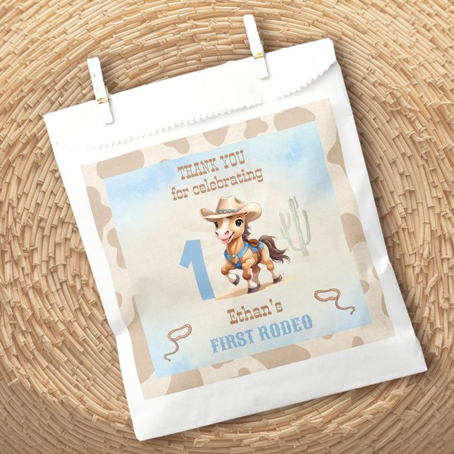 Bolsa De Papel Primer Rodeo Cowboy Occidental Birday Boy (First Rodeo Western Cowboy Birthday Boy Favor Bag)