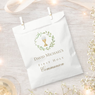 Bolsa De Papel Primera Comunión corona verde