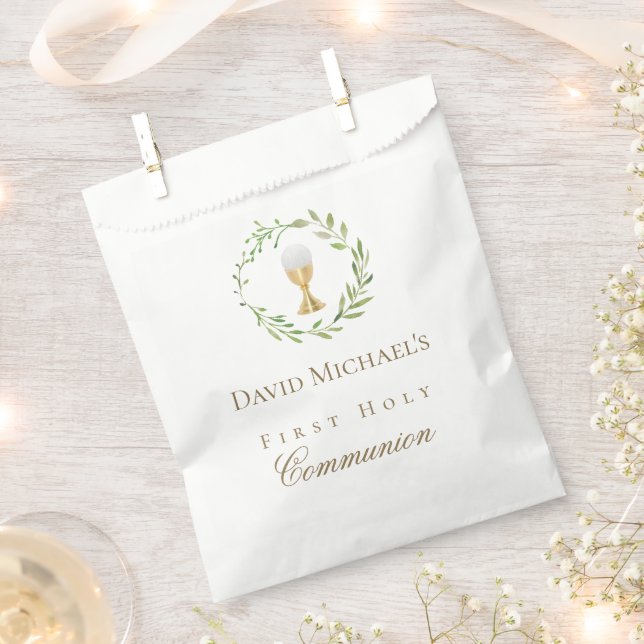 Bolsa De Papel Primera Comunión corona verde (Cortado)