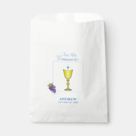 Bolsa De Papel Primera Comunión Niño, Cáliz con Hostia y Uvas