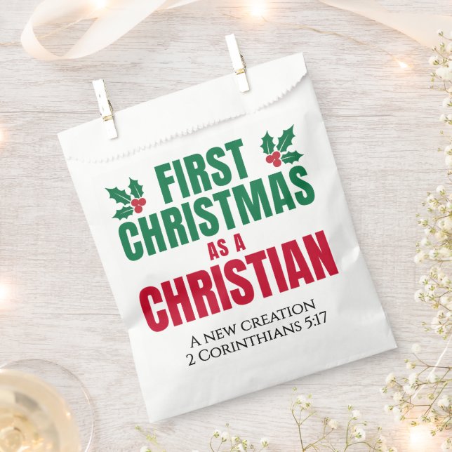 BOLSA DE PAPEL PRIMERA NAVIDAD COMO NUEVA CREENCIA CRISTIANA (Cortado)