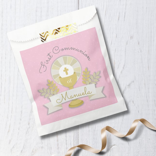 Bolsa De Papel Primera Santa Comunión Rosa (Subido por el creador)