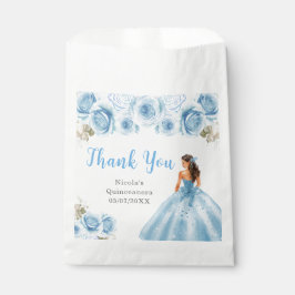 Bolsa De Papel Princesa con vestimenta azul Quinceanera Gracias