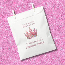 Bolsa De Papel Princess Crown Pink Fairytale Birthday Gracias