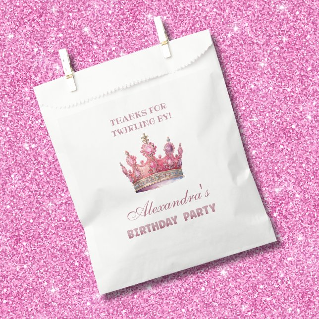 Bolsa De Papel Princess Crown Pink Fairytale Birthday Gracias (Subido por el creador)