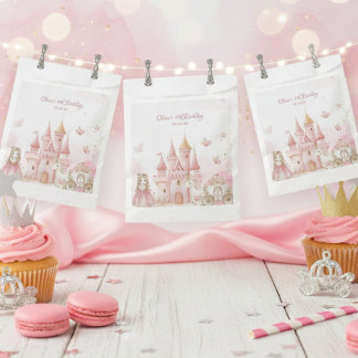 Bolsa De Papel Princess Pink Castle Unicorn 4th Birthday Party