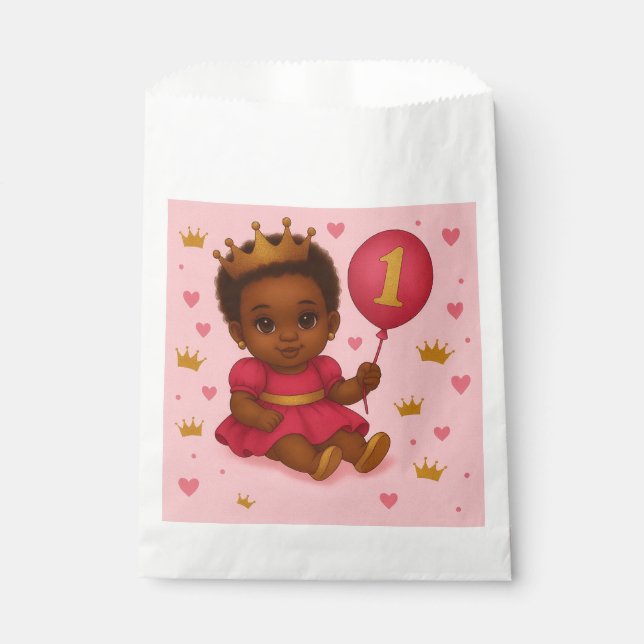 Bolsa De Papel Princess Pink & Gold Favor Bag (Anverso)