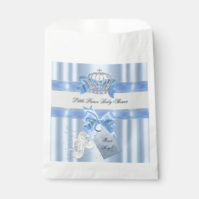 Bolsa De Papel Príncipe azul Crown 3a del muchacho de Baby Shower (Anverso)