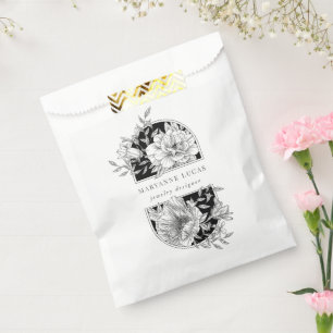 Bolsa De Papel Producto floral elegante en blanco y negro