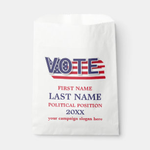Bolsa De Papel Publicidad de Campaña Política Rojo Blanco y Azul