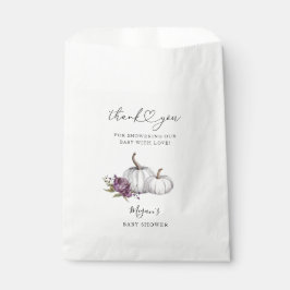 Bolsa De Papel Pumpkin Fall Purple Flower Baby Shower
