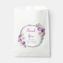 Bolsa De Papel Purple and Silver Elegant Flowers Sweet Sixteen