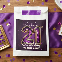 Bolsa De Papel Purple Gold Amethyst Glam 21st Birthday Party