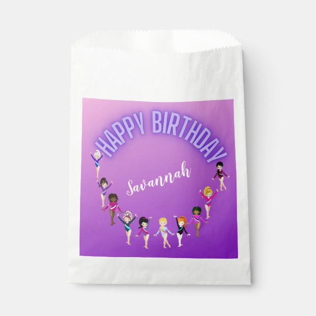 Bolsa De Papel Purple Ombre de los amigos de gimnasia "Happy Birt (Anverso)