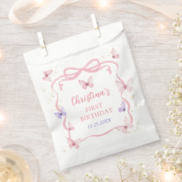 Bolsa De Papel Purple Pink Bow Butterfly Birthday Party