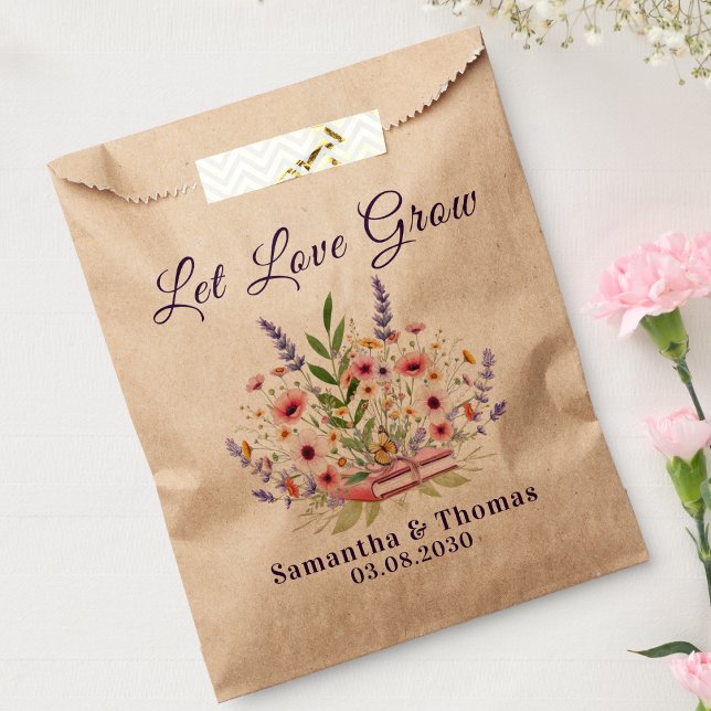 Bolsa De Papel Purple Poppy Lavender Let Love Grow Favor Bag (Subido por el creador)