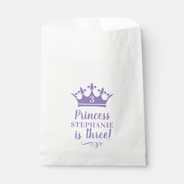 Bolsa De Papel Púrpura Princesa Tiara Nombre personalizado de la  (Anverso)