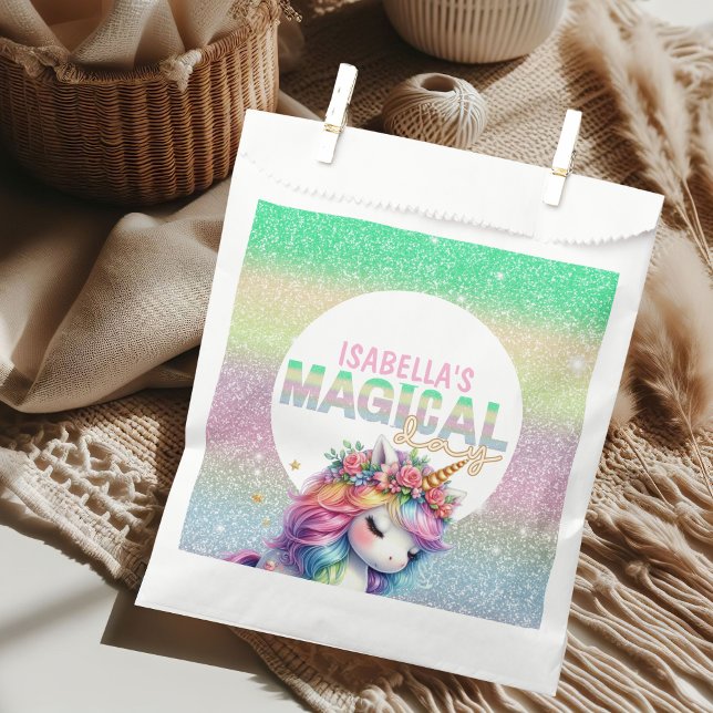 Bolsa De Papel Purpurina arco iris unicornio mágico Placa de pape (Subido por el creador)