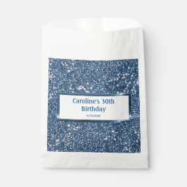Bolsa De Papel Purpurina Azul Faux Textura Aspecto Con Texto Pers