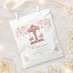 Bolsa De Papel Purpurina Carrusel de cumpleaños personalizado