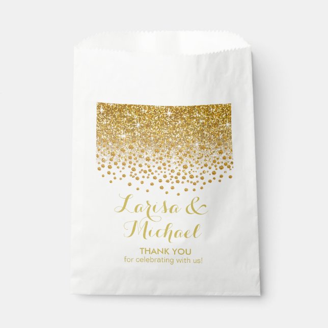 Bolsa De Papel Purpurina Confetti Shower Wedding Party oro blanco (Anverso)