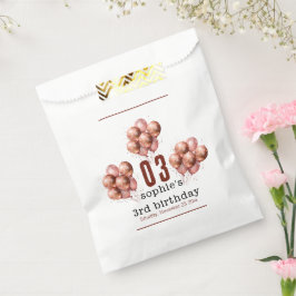 Bolsa De Papel Purpurina de color de agua Rosa Globo de oro terce