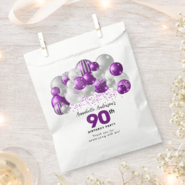 Bolsa De Papel Purpurina de globo de plata morada favorece 90 cum