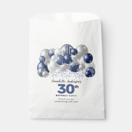 Bolsa De Papel Purpurina de globo Navy Blue Silver Favor Cumpleañ