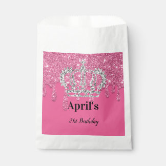 Bolsa De Papel Purpurina de goteo rosa | Cumpleaños de la Corona 