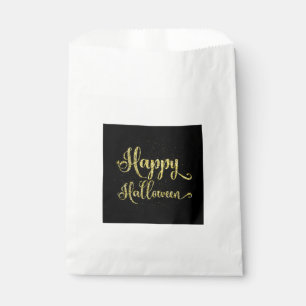 Bolsa De Papel Purpurina de oro en Halloween Feliz Negro