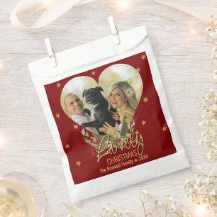 Bolsa De Papel Purpurina de oro Estrella de Corazón foto Navidade