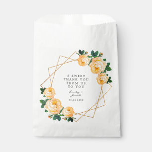 Bolsa De Papel Purpurina de oro Geo Elegant Naranja Boda Floral