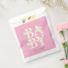 Bolsa De Papel Purpurina Golden Daisy Rosa Glow Baby Shower