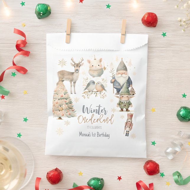 Bolsa De Papel Purpurina invernal maravilloso cumpleaños (Subido por el creador)