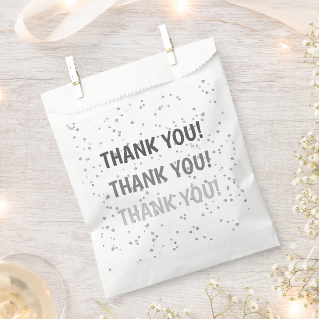 Bolsa De Papel Purpurina plateado del cumpleaños del niño (Cortado)